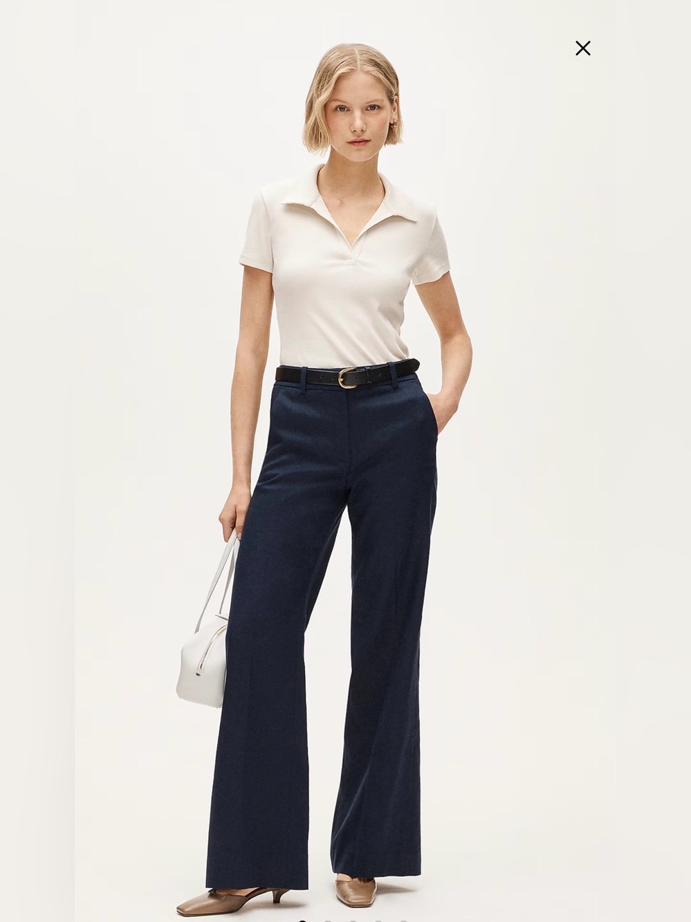 J.Crew Carolina flare pant in stretch linen blend- Navy